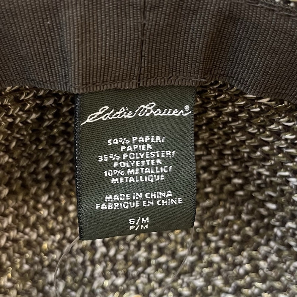 Eddie Bauer Floppy Sun Hat Womens S/M Wide Brim Paper Polyester Brown Gold NWT - Picture 4 of 5